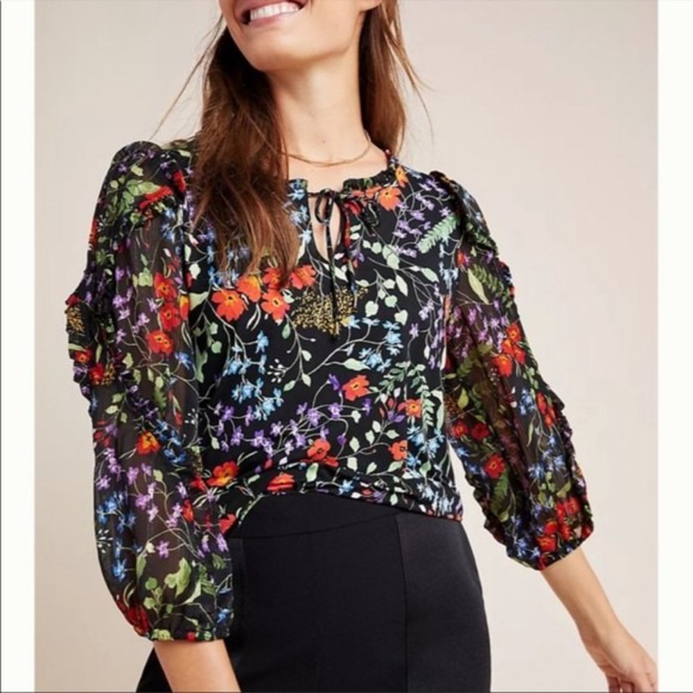 Maeve by Anthropologie Jacquin Floral Print Blouse - Picture 1 of 10